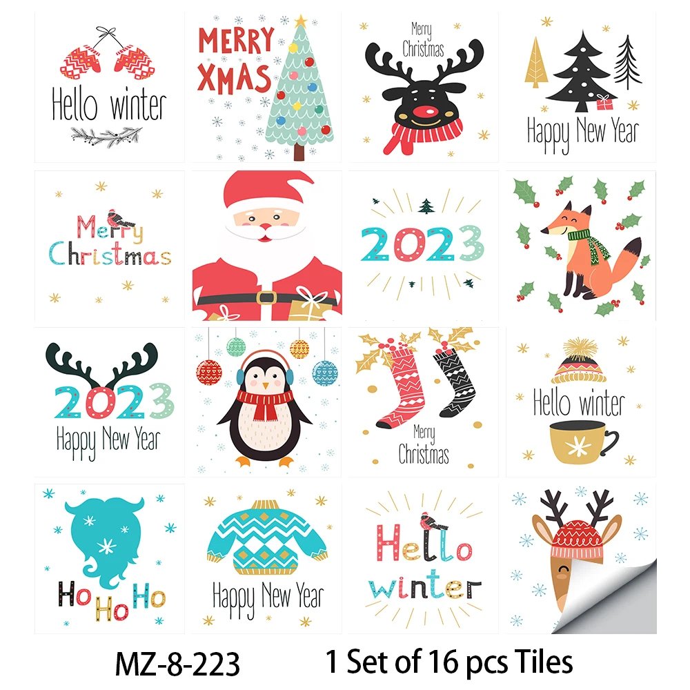 16pcs/Set Matte Waterpoof Tile Wall Sticker Home Decoration Peel & Stick Wallpaper Kitchen Bathroom Wardrobe Floor PVC Art Mural