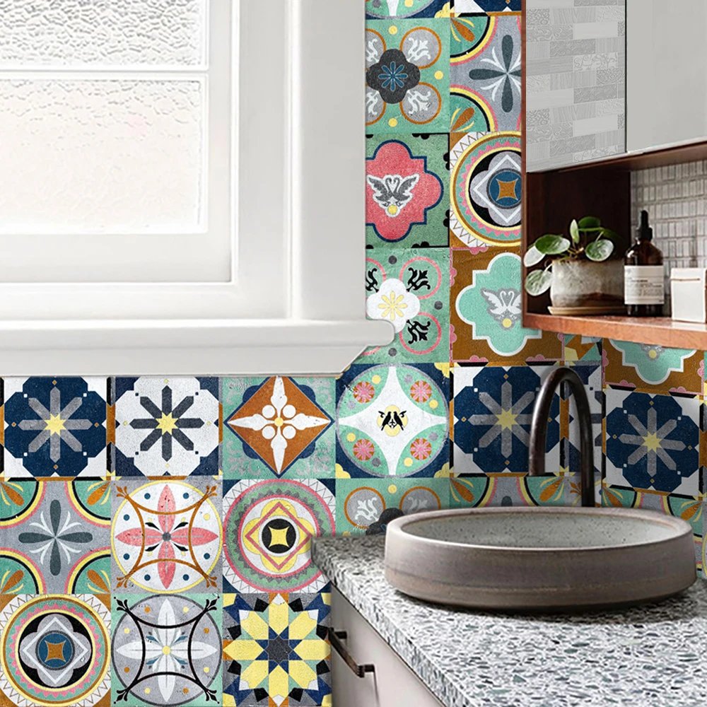 16pcs/Set Matte Waterpoof Tile Wall Sticker Home Decoration Peel & Stick Wallpaper Kitchen Bathroom Wardrobe Floor PVC Art Mural