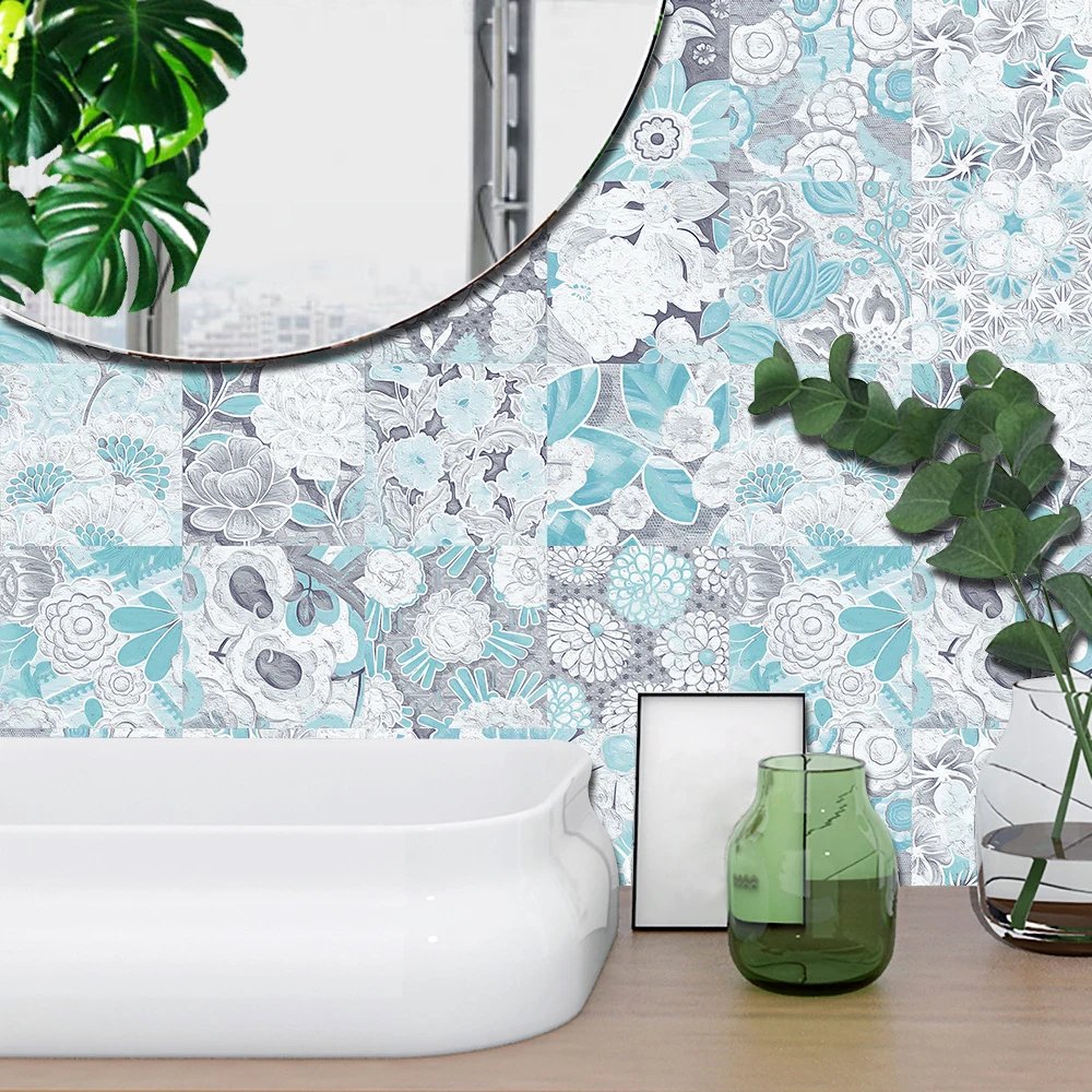 16pcs/Set Matte Waterpoof Tile Wall Sticker Home Decoration Peel & Stick Wallpaper Kitchen Bathroom Wardrobe Floor PVC Art Mural