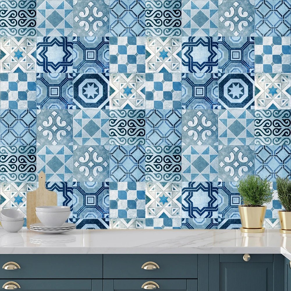 16pcs/Set Matte Waterpoof Tile Wall Sticker Home Decoration Peel & Stick Wallpaper Kitchen Bathroom Wardrobe Floor PVC Art Mural