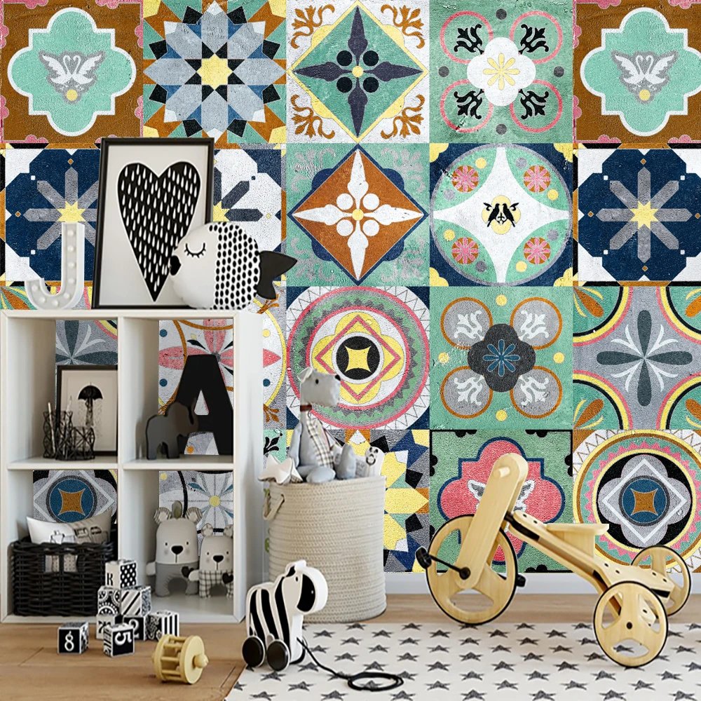 16pcs/Set Matte Waterpoof Tile Wall Sticker Home Decoration Peel & Stick Wallpaper Kitchen Bathroom Wardrobe Floor PVC Art Mural