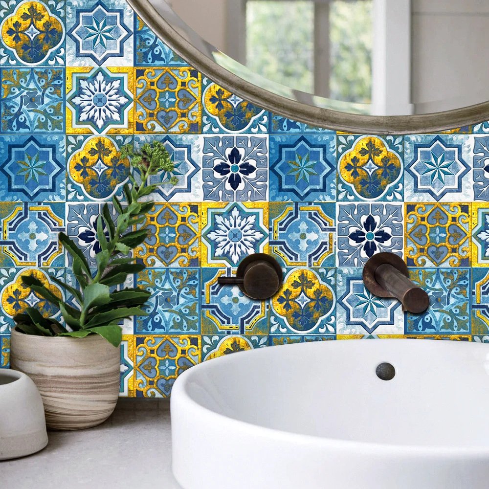 16pcs/Set Matte Waterpoof Tile Wall Sticker Home Decoration Peel & Stick Wallpaper Kitchen Bathroom Wardrobe Floor PVC Art Mural