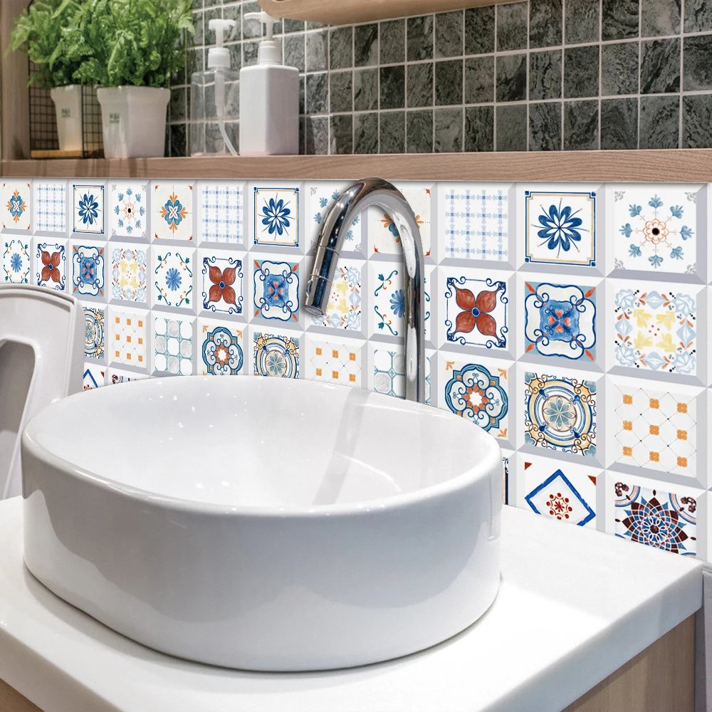 16pcs/Set Matte Waterpoof Tile Wall Sticker Home Decoration Peel & Stick Wallpaper Kitchen Bathroom Wardrobe Floor PVC Art Mural