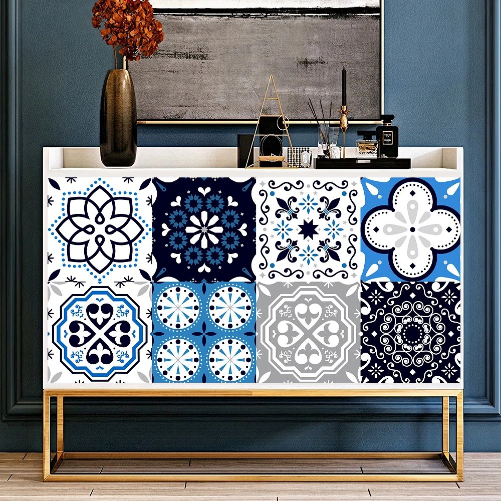 16pcs/Set Matte Waterpoof Tile Wall Sticker Home Decoration Peel & Stick Wallpaper Kitchen Bathroom Wardrobe Floor PVC Art Mural