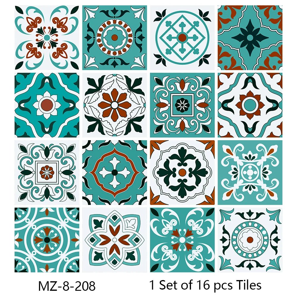 16pcs/Set Matte Waterpoof Tile Wall Sticker Home Decoration Peel & Stick Wallpaper Kitchen Bathroom Wardrobe Floor PVC Art Mural