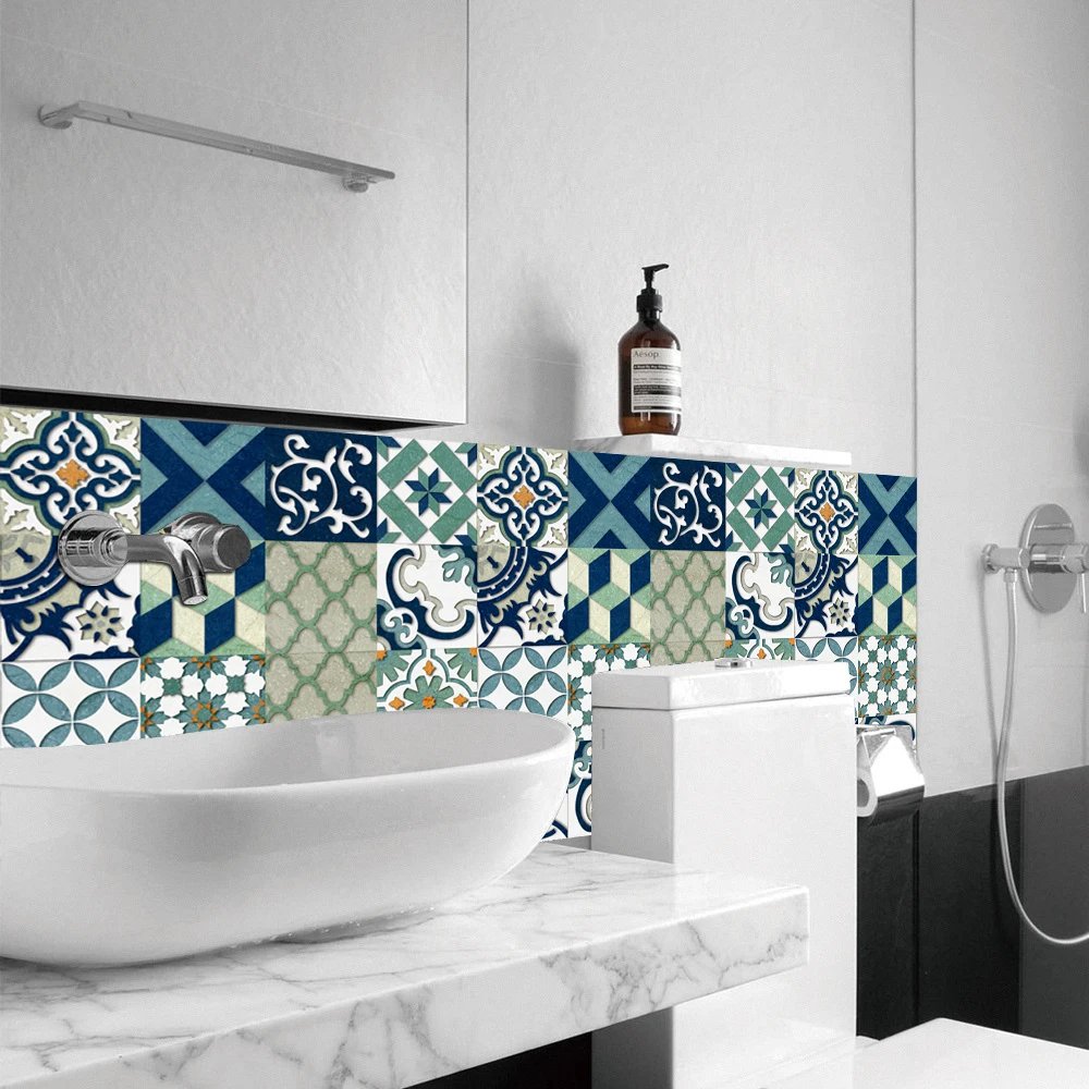 16pcs/Set Matte Waterpoof Tile Wall Sticker Home Decoration Peel & Stick Wallpaper Kitchen Bathroom Wardrobe Floor PVC Art Mural