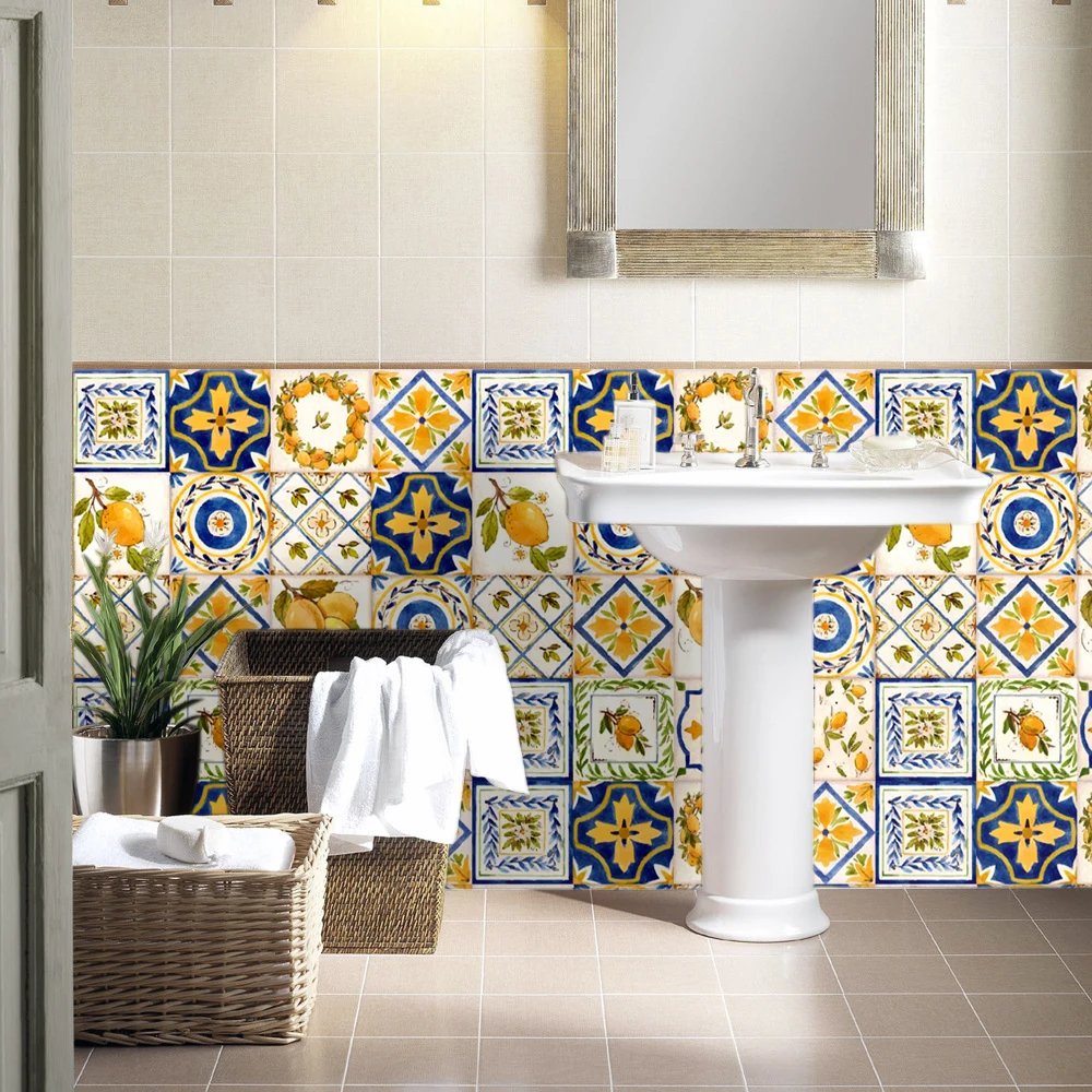 16pcs/Set Matte Waterpoof Tile Wall Sticker Home Decoration Peel & Stick Wallpaper Kitchen Bathroom Wardrobe Floor PVC Art Mural