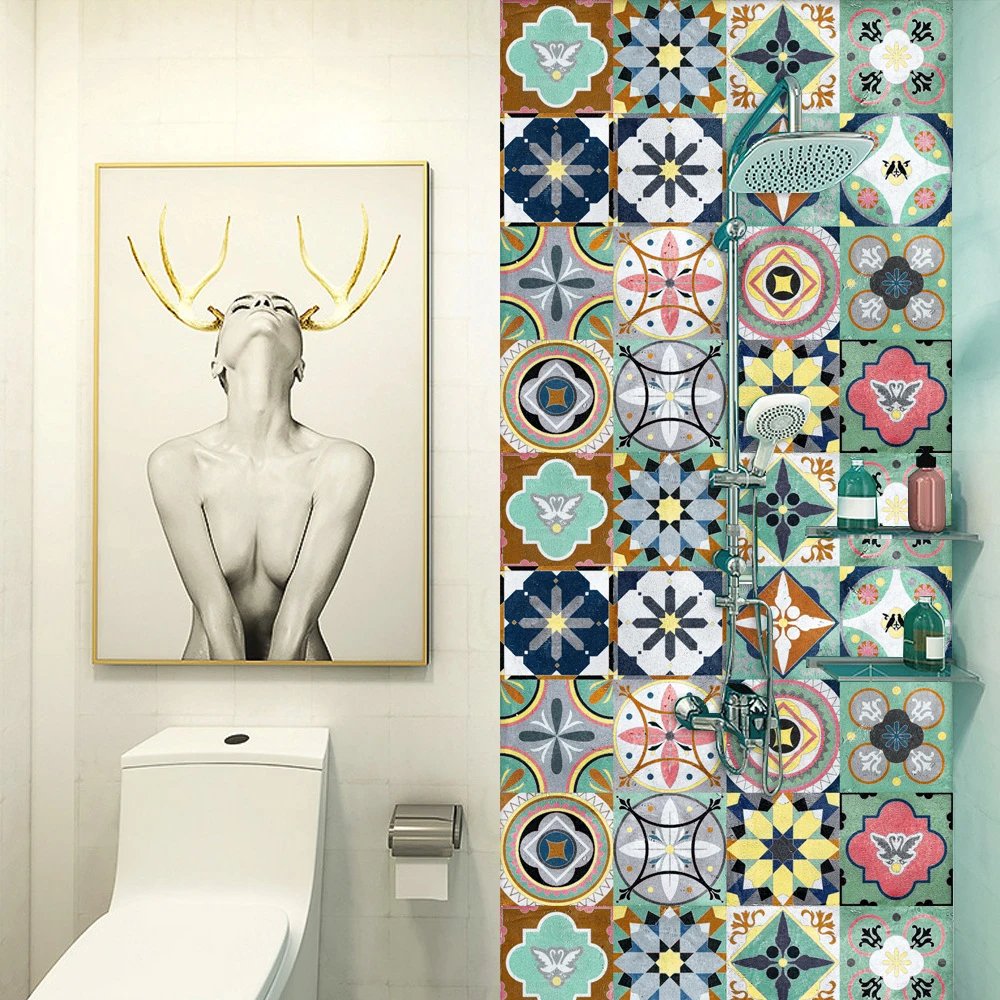 16pcs/Set Matte Waterpoof Tile Wall Sticker Home Decoration Peel & Stick Wallpaper Kitchen Bathroom Wardrobe Floor PVC Art Mural