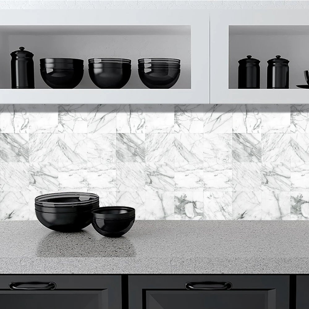 16pcs/Set Matte Waterpoof Tile Wall Sticker Home Decoration Peel & Stick Wallpaper Kitchen Bathroom Wardrobe Floor PVC Art Mural