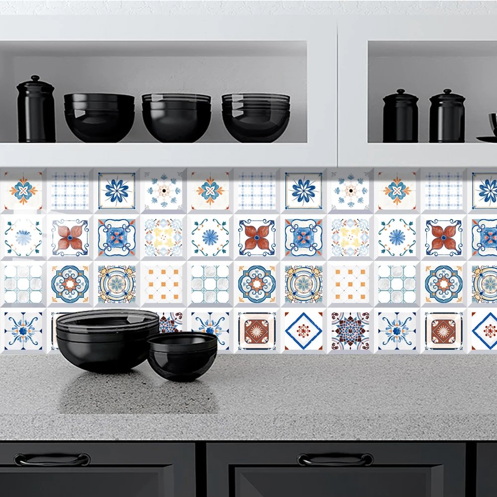 16pcs/Set Matte Waterpoof Tile Wall Sticker Home Decoration Peel & Stick Wallpaper Kitchen Bathroom Wardrobe Floor PVC Art Mural