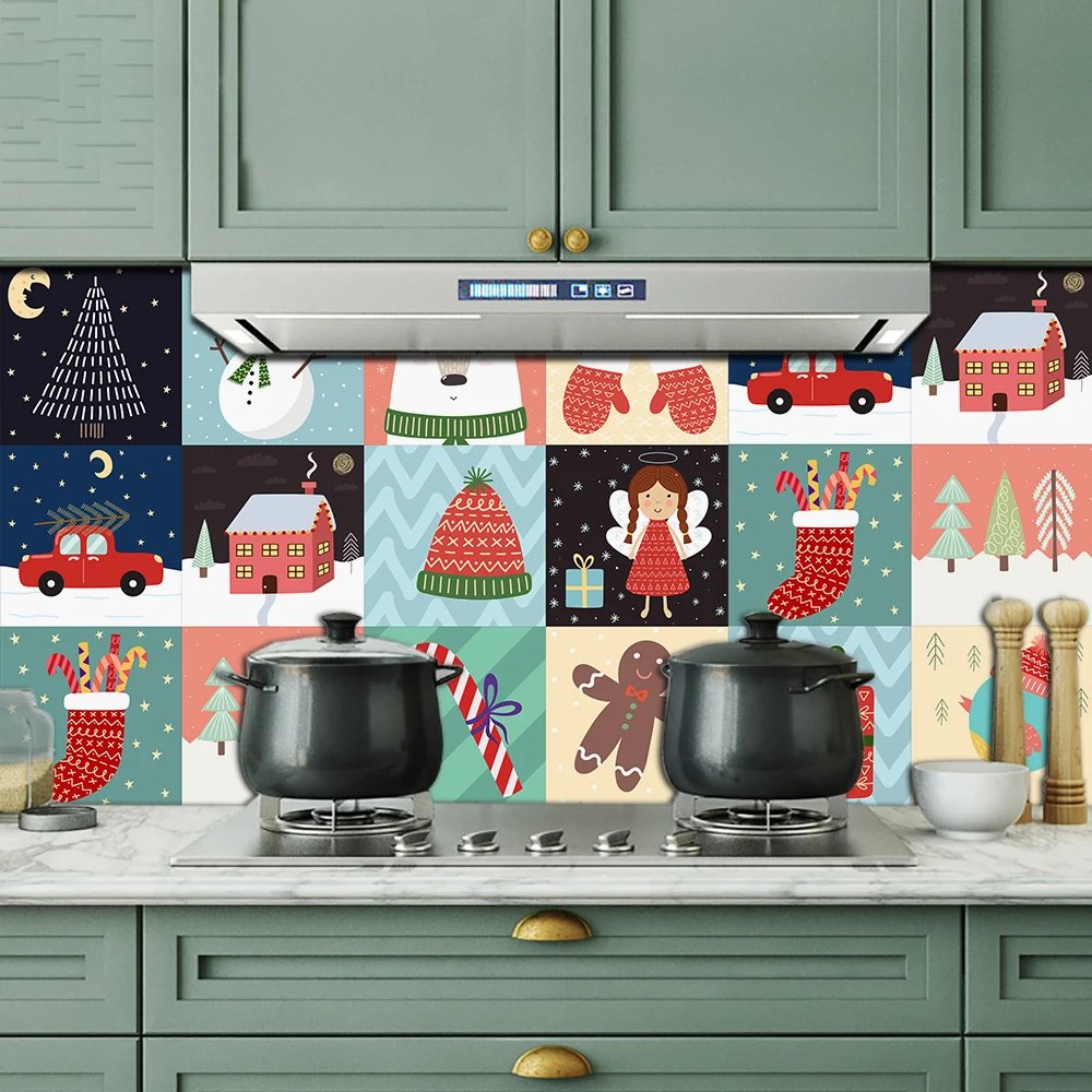 16pcs/Set Matte Waterpoof Tile Wall Sticker Home Decoration Peel & Stick Wallpaper Kitchen Bathroom Wardrobe Floor PVC Art Mural