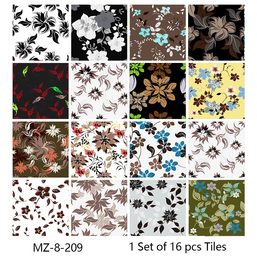 16pcs/Set Matte Waterpoof Tile Wall Sticker Home Decoration Peel & Stick Wallpaper Kitchen Bathroom Wardrobe Floor PVC Art Mural