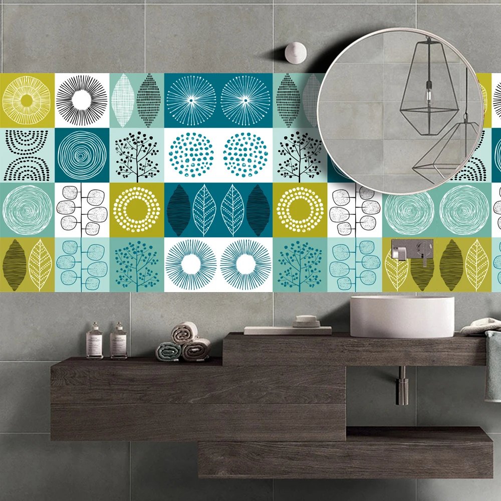 16pcs/Set Matte Waterpoof Tile Wall Sticker Home Decoration Peel & Stick Wallpaper Kitchen Bathroom Wardrobe Floor PVC Art Mural