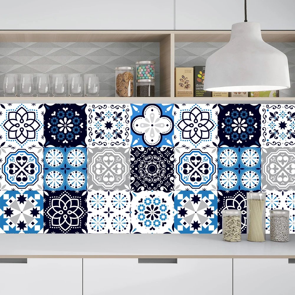 16pcs/Set Matte Waterpoof Tile Wall Sticker Home Decoration Peel & Stick Wallpaper Kitchen Bathroom Wardrobe Floor PVC Art Mural