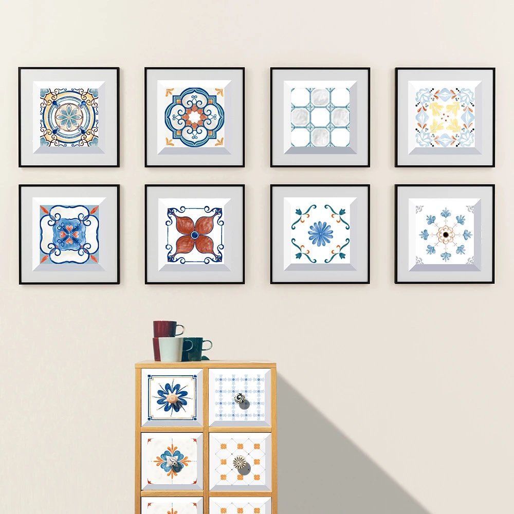 16pcs/Set Matte Waterpoof Tile Wall Sticker Home Decoration Peel & Stick Wallpaper Kitchen Bathroom Wardrobe Floor PVC Art Mural