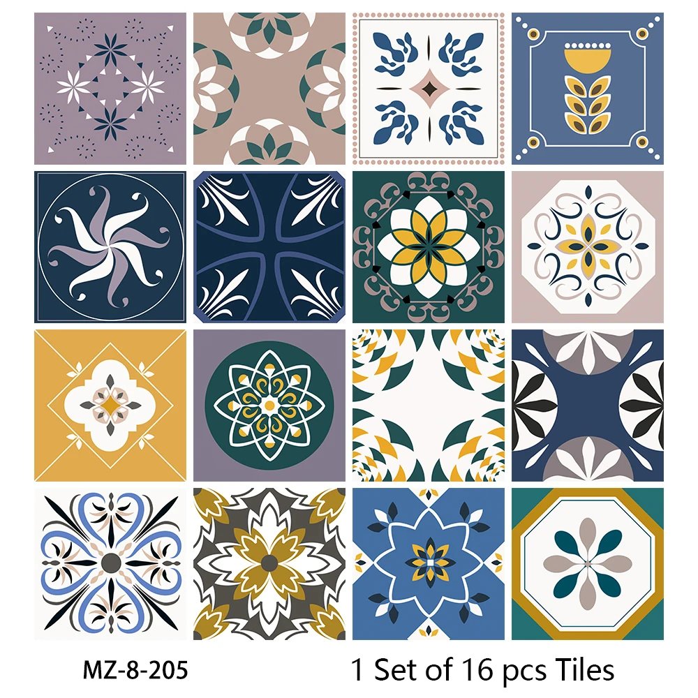 16pcs/Set Matte Waterpoof Tile Wall Sticker Home Decoration Peel & Stick Wallpaper Kitchen Bathroom Wardrobe Floor PVC Art Mural