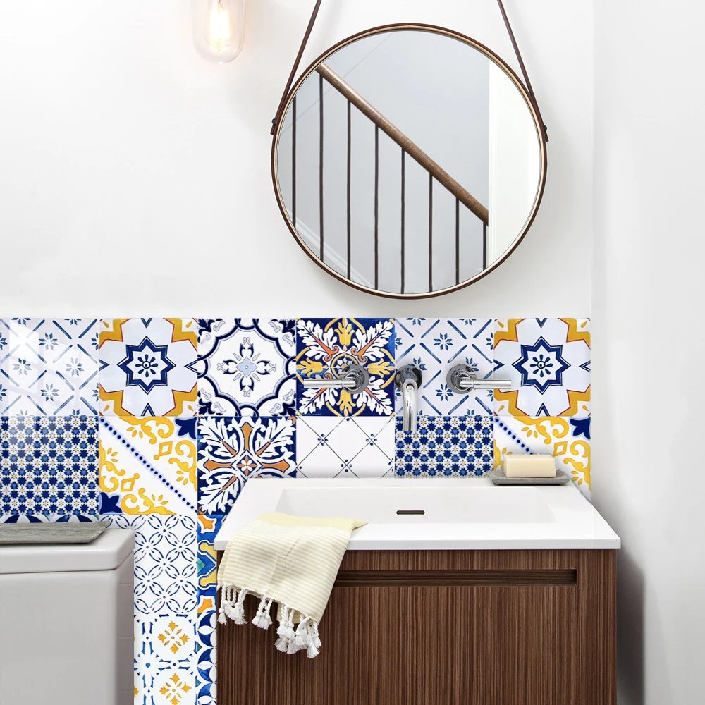 16pcs/Set Matte Waterpoof Tile Wall Sticker Home Decoration Peel & Stick Wallpaper Kitchen Bathroom Wardrobe Floor PVC Art Mural