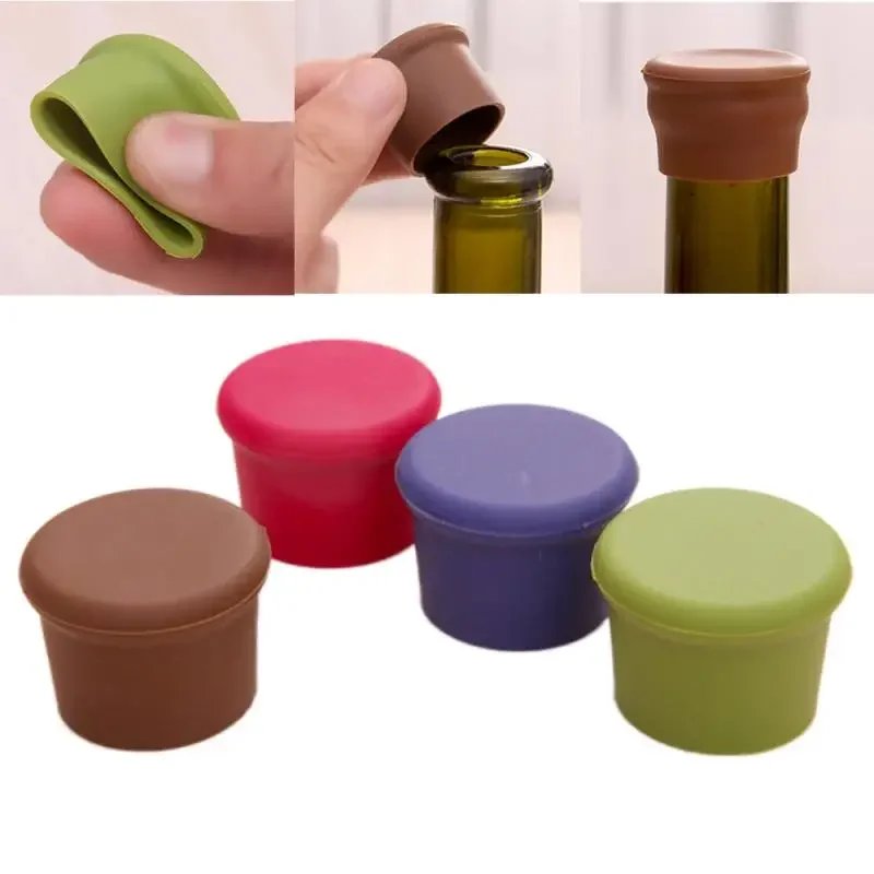 Flexible Silicone Beer Cork Cocktail Glass Bottle Stopper, Durable Bar Accessories, House Wine Bottle Cap, Seal, Food Grade, Bar