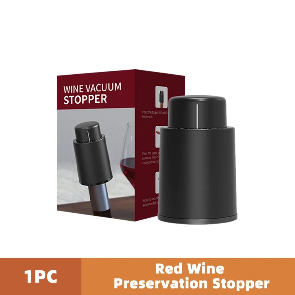 1/2pc Vacuum Wine Bottle Cap Stopper Sealed Storage Vacuum Memory Wine Stopper Push Style Barware Wine Cork Black Bar Tools