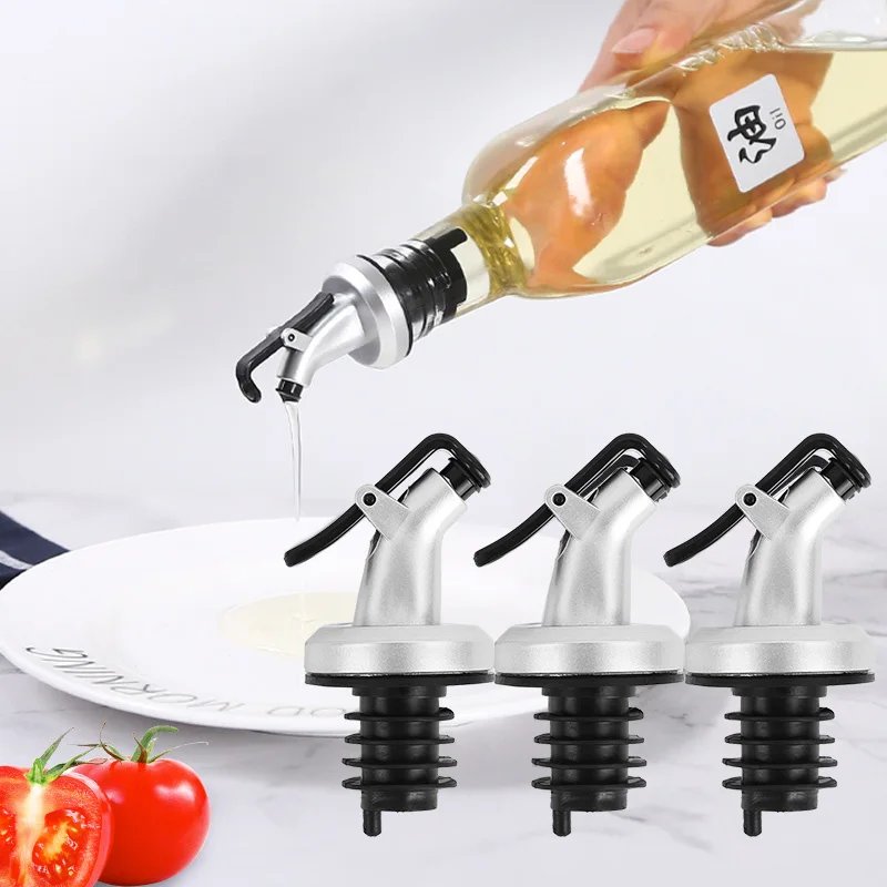 New Oil Bottle Stopper Rubber Lock Plug Seal Leak-proof Food Grade Plastic Nozzle Sprayer Liquor Dispenser Wine Pourer Barware