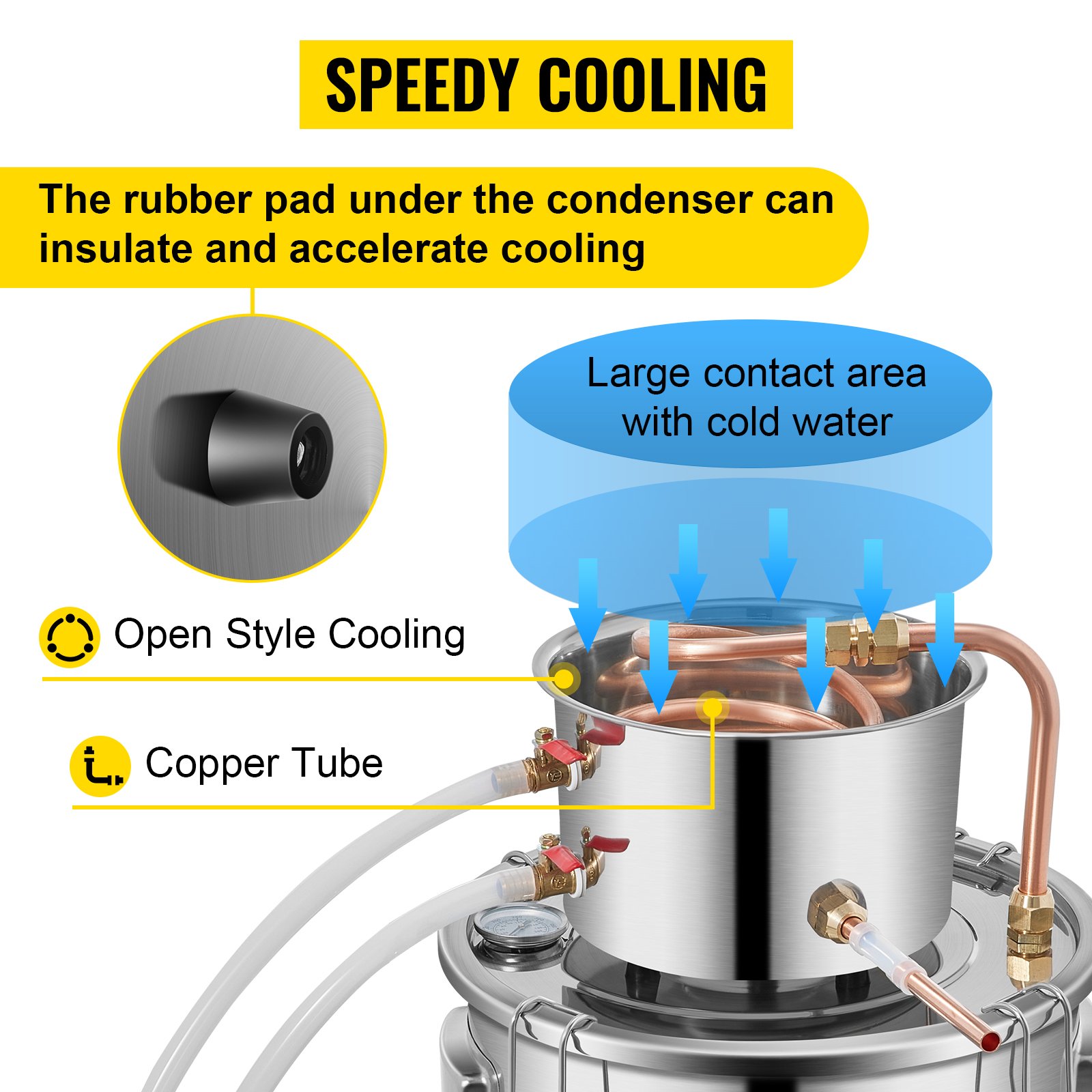 VEVOR 3/5/8 GAL Water Alcohol Distiller Copper Wine Making Boiler Multi Home DIY Brewing Distilling Kit for Fruit Wine Brandy