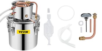 VEVOR 3/5/8 GAL Water Alcohol Distiller Copper Wine Making Boiler Multi Home DIY Brewing Distilling Kit for Fruit Wine Brandy