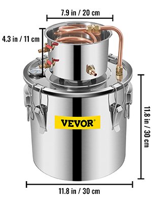 VEVOR 3/5/8 GAL Water Alcohol Distiller Copper Wine Making Boiler Multi Home DIY Brewing Distilling Kit for Fruit Wine Brandy
