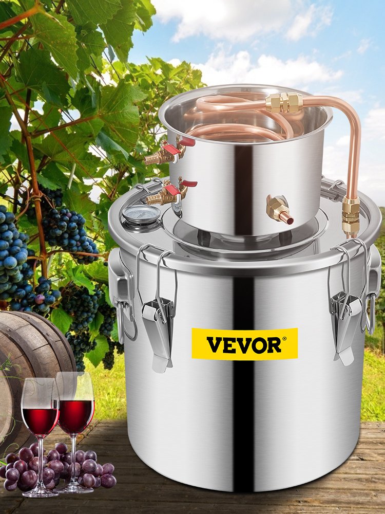VEVOR 3/5/8 GAL Water Alcohol Distiller Copper Wine Making Boiler Multi Home DIY Brewing Distilling Kit for Fruit Wine Brandy