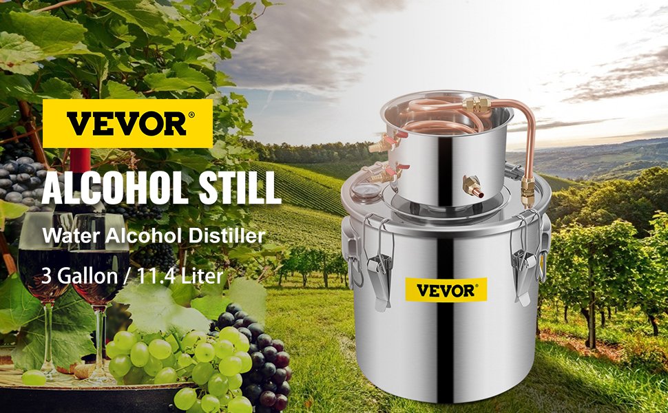 VEVOR 3/5/8 GAL Water Alcohol Distiller Copper Wine Making Boiler Multi Home DIY Brewing Distilling Kit for Fruit Wine Brandy