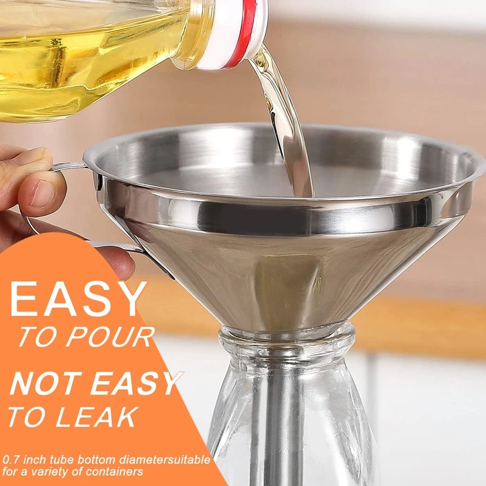 304 Stainless Steel Funnel with Strainers Bar Filter for Beer Brewing Transferring Liquid Wine Making Brewing Funnel Strainer