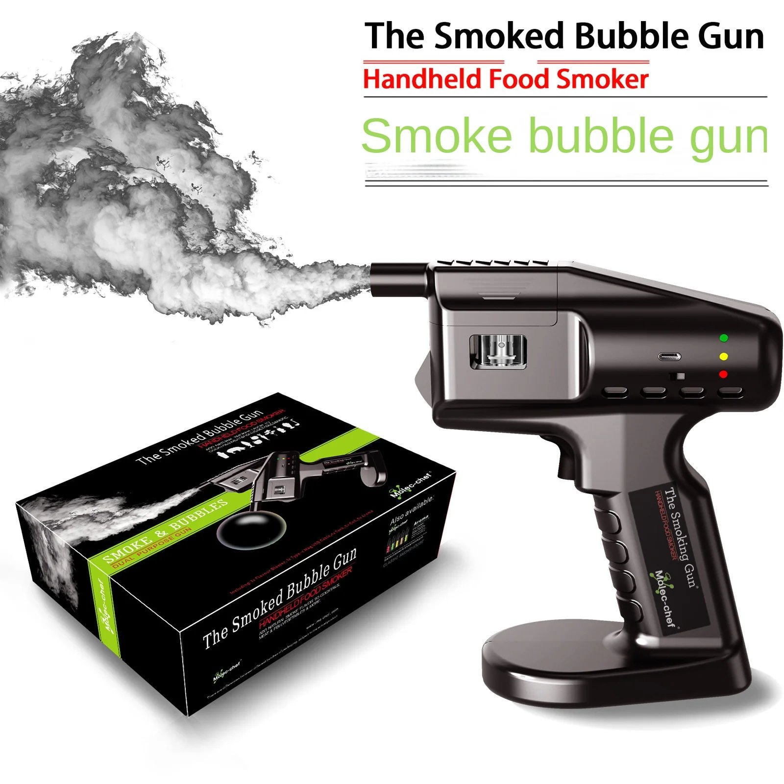 Smoked Bubble Gun with Flavor Blaster Cocktail and Whiskey Smoker Bartender Kit Smoked Food Home Brewing & Bar Accessories