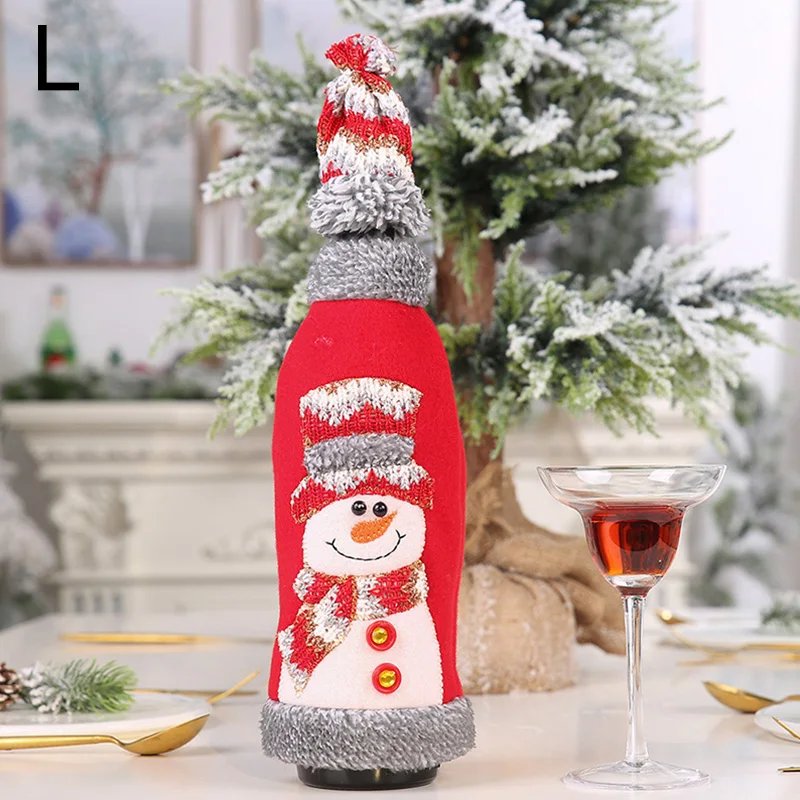 Christmas Wine Bottle Covers Bag Snowman Santa Claus Champagne Bottle Cover Sleeve Merry Christmas New Year Table Decorations