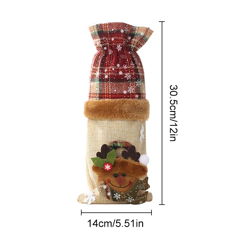 Christmas Wine Bottle Covers Bag Snowman Santa Claus Champagne Bottle Cover Sleeve Merry Christmas New Year Table Decorations