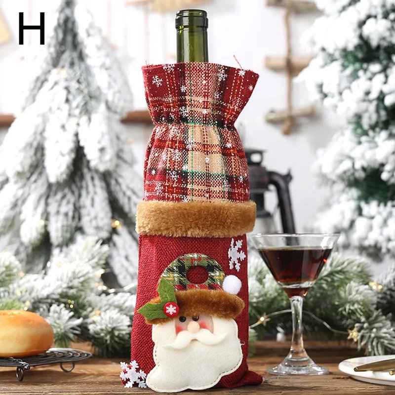 Christmas Wine Bottle Covers Bag Snowman Santa Claus Champagne Bottle Cover Sleeve Merry Christmas New Year Table Decorations