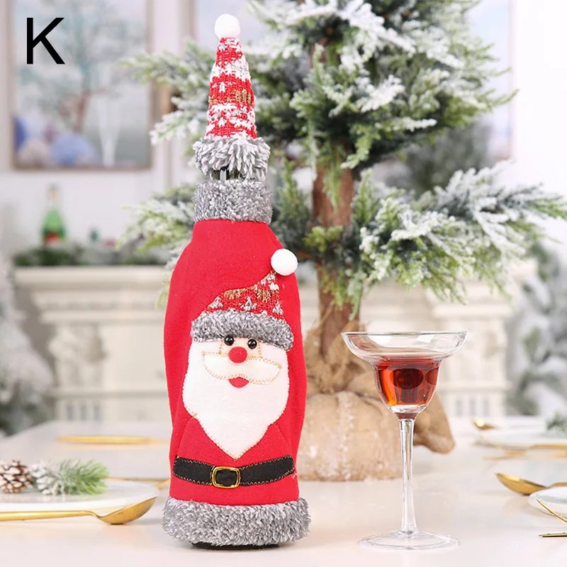 Christmas Wine Bottle Covers Bag Snowman Santa Claus Champagne Bottle Cover Sleeve Merry Christmas New Year Table Decorations