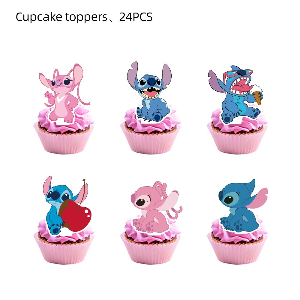 Disney Lilo Stitch Pink Angel  Birthday Party Disposable Party Tableware Set Baby Shower Wedding Party Decoration Supplies