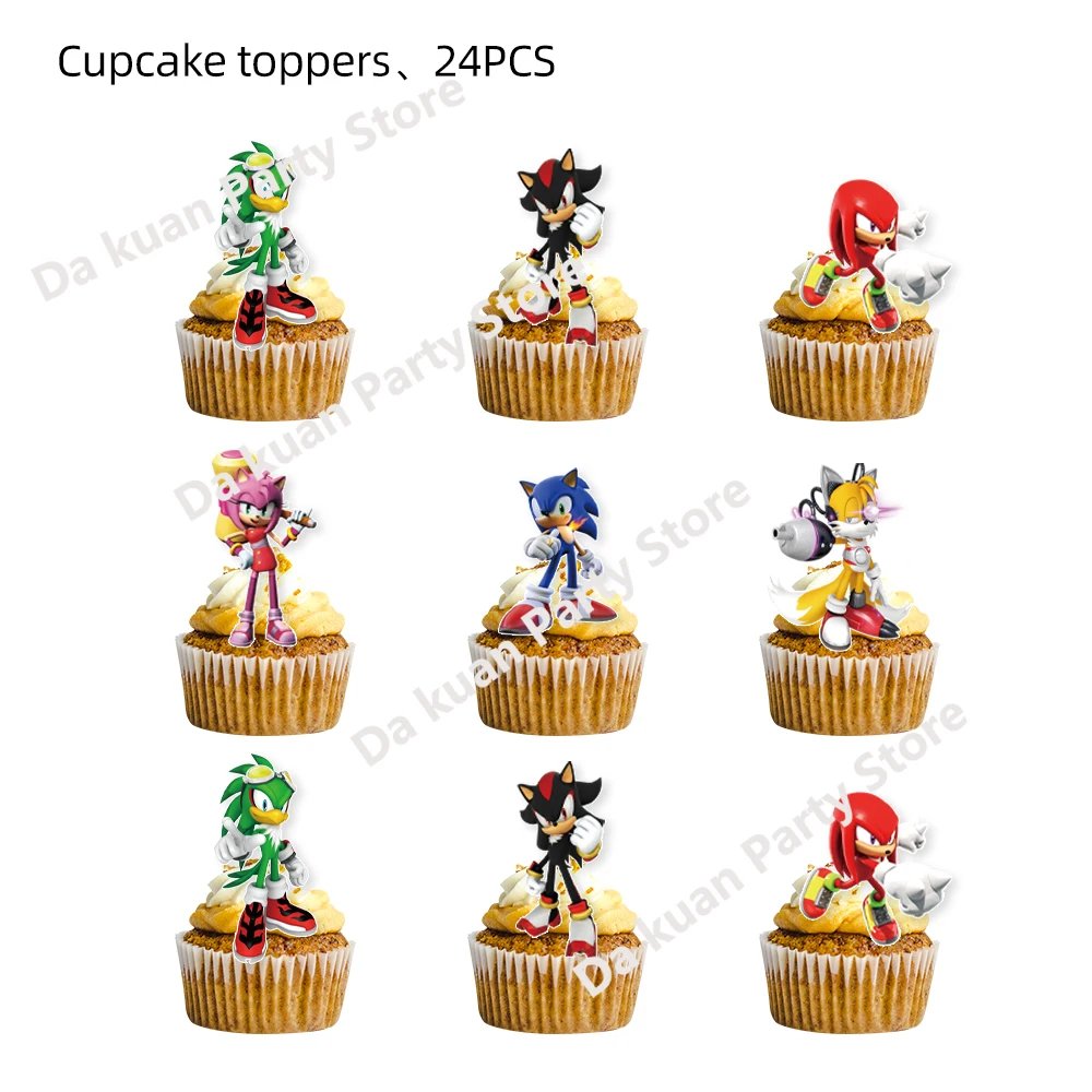 Sonic the Hedgehog Party Supplies Boys Birthday Party Paper Tableware Cake Topper Cupcake Decor Baby Shower Party Decorations
