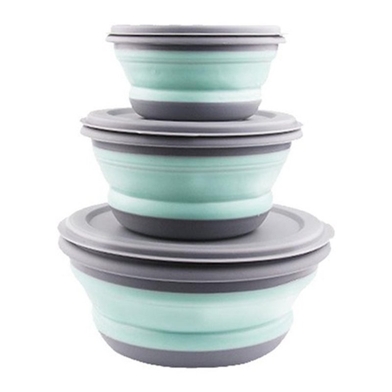3pcs/set Silicone Folding Lunch Box With Lid Portable Picnic Camping Bowl Set Kitchen Tableware Kit Foldable Fruit Salad Bowl