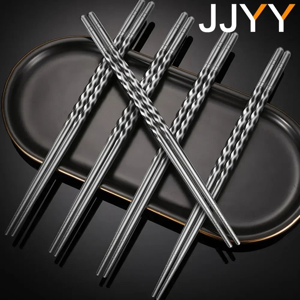 JJYY 1 Pair Chinese Chopsticks Anti-slip and anti-mould chopsticks Food Metal Chopsticks Kitchen Tableware