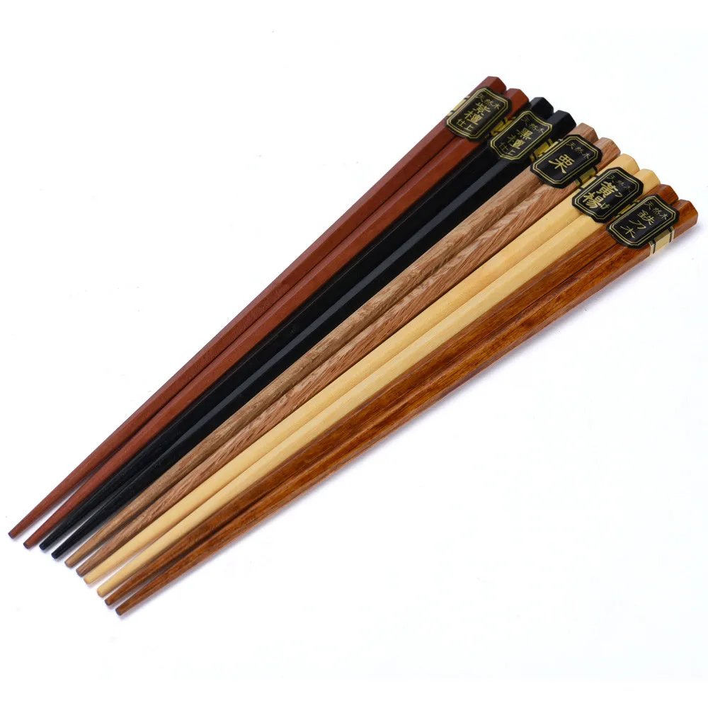 5 PairJapanese Style Wood Chopsticks Reusable Natural Beech Chopsticks Tableware Pizza Noodle Tool Chinese Set
