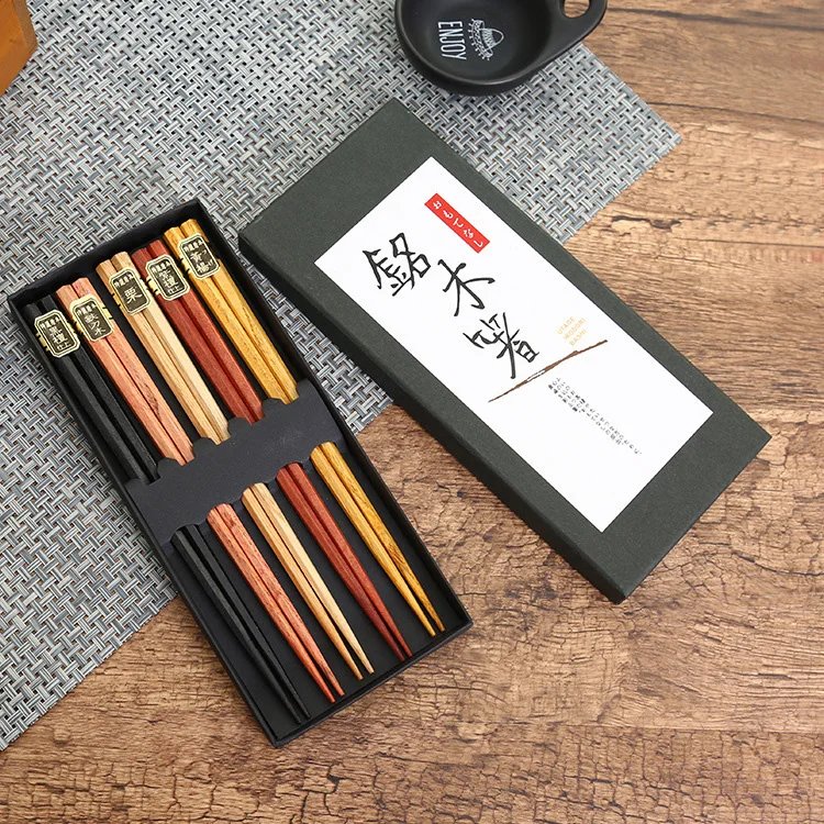 5 PairJapanese Style Wood Chopsticks Reusable Natural Beech Chopsticks Tableware Pizza Noodle Tool Chinese Set