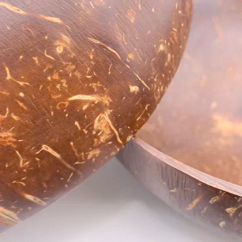 Women 12-15cm Natural Coconut Bowl Dinner Set Handmade Wooden Tableware Wood Spoon Dessert Fruit Salad Mixing Rice Ramen Bowl