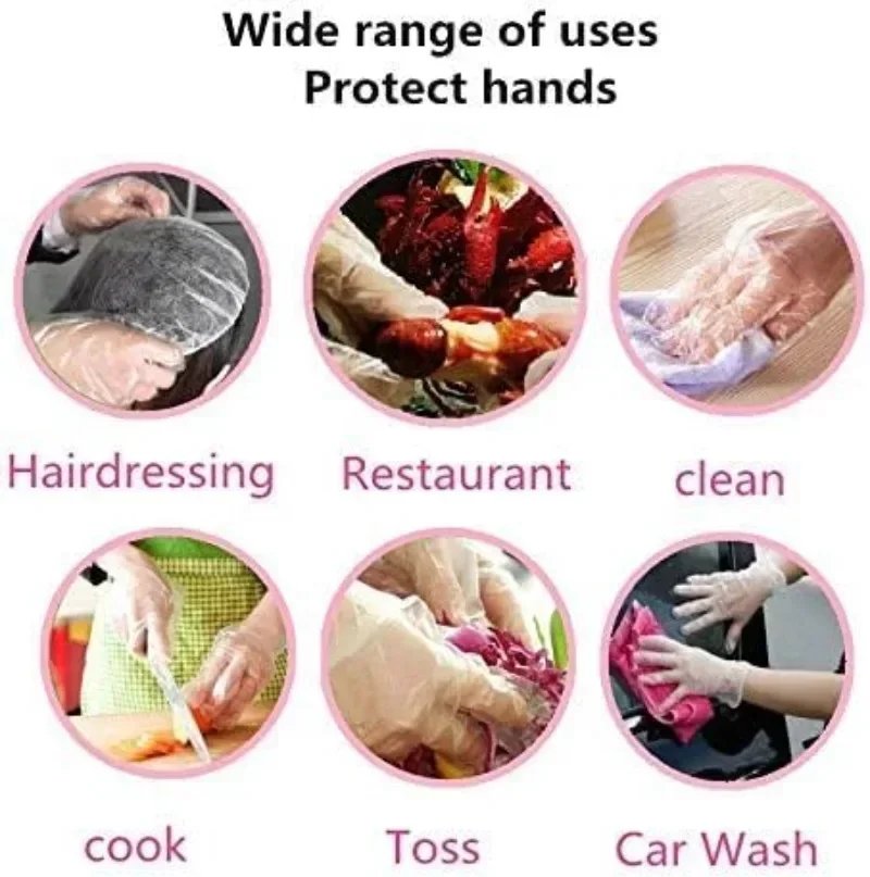 Transparent Disposable Gloves Plastic Waterproof Gloves for Kitchen Restaurant Fried Chicken BBQ Disposable Tableware Wholesale