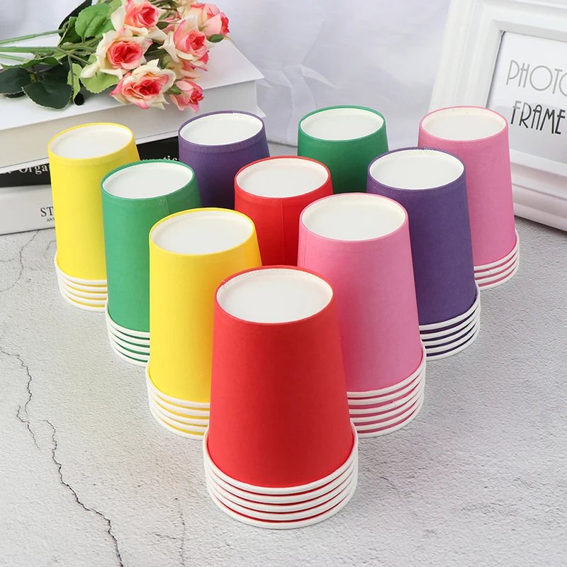 10pcs Color Disposable Cups Handmade Paper  Kindergarten DIY  Household Coffee Cup Materials Kitchen Accessories