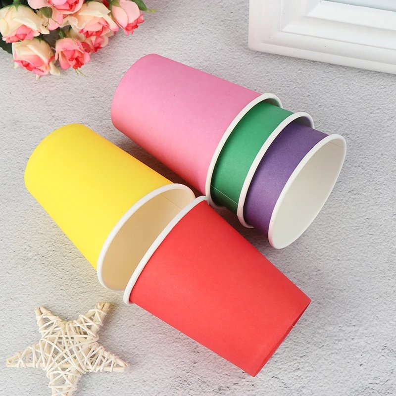 10pcs Color Disposable Cups Handmade Paper  Kindergarten DIY  Household Coffee Cup Materials Kitchen Accessories