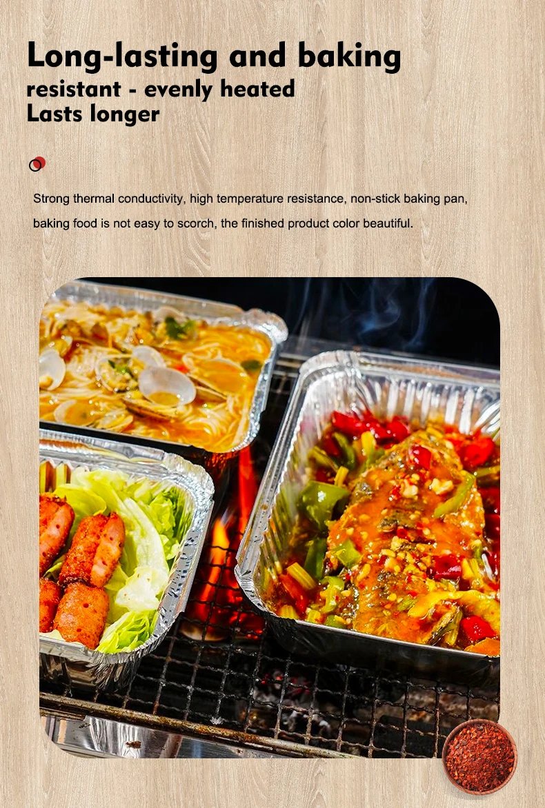 700ML Rectangular Tin Foil Tray Disposable Food Container Aluminum Foil Takeaway Box for Packaging, Baking, Roasting（20 Pack)