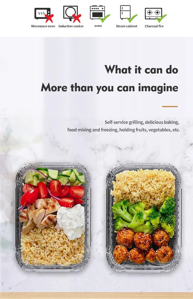 700ML Rectangular Tin Foil Tray Disposable Food Container Aluminum Foil Takeaway Box for Packaging, Baking, Roasting（20 Pack)