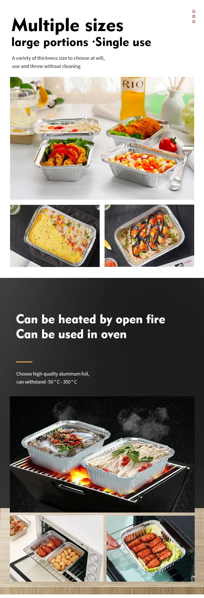 700ML Rectangular Tin Foil Tray Disposable Food Container Aluminum Foil Takeaway Box for Packaging, Baking, Roasting（20 Pack)