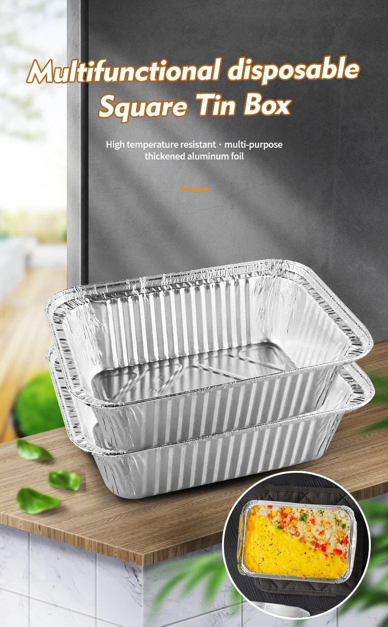 700ML Rectangular Tin Foil Tray Disposable Food Container Aluminum Foil Takeaway Box for Packaging, Baking, Roasting（20 Pack)