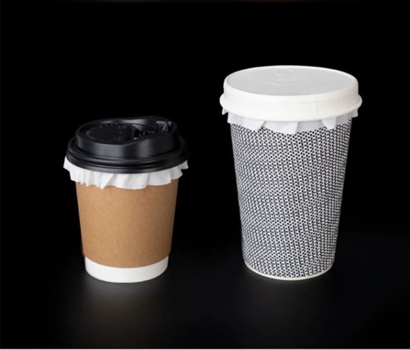 100pcs Disposable Leak Proof Paper Coffee Cup Cover Lid Films Anti Overflow Milk Tea Takeaway Beverage Cup Anti Leakage Paper